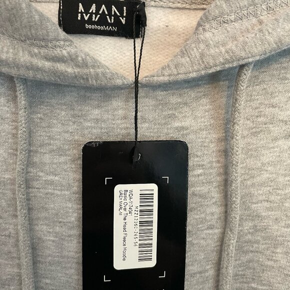 BoohooMan Fleece Grey Hoodie - Picture 2 of 4